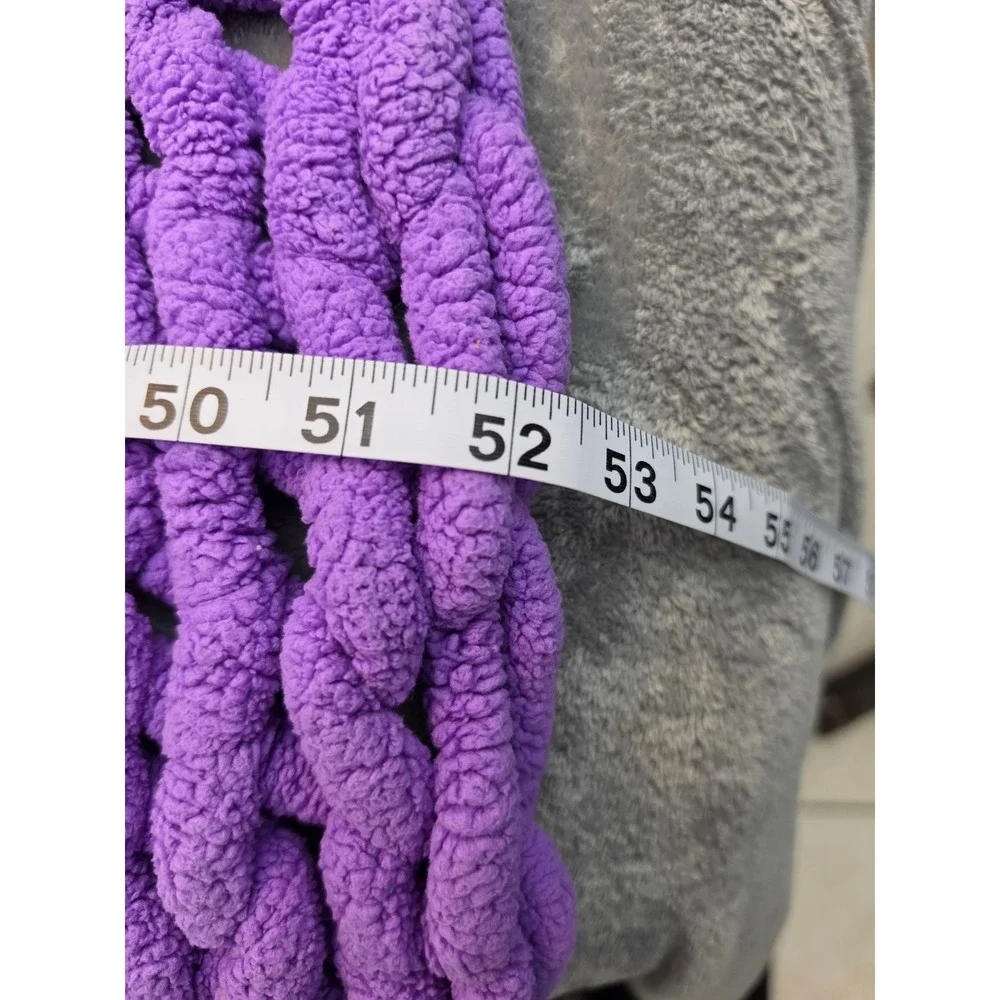 Handmade Chunky Knit Throw‎ Blanket Purple Chenille Cable Knit Soft Cozy